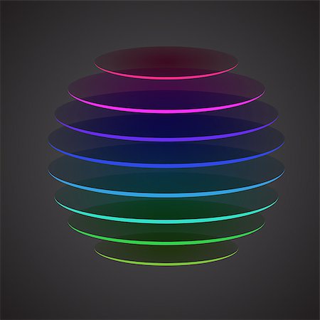 simsearch:400-05041370,k - Colourful sliced sphere on dark background, vector illustration Stock Photo - Budget Royalty-Free & Subscription, Code: 400-07033632