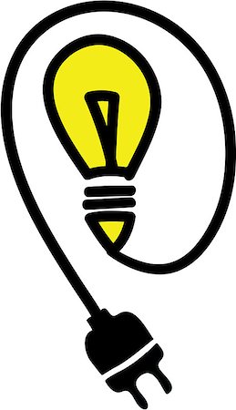 electrical supply art - Simple vector illustration of bulb and plug Stock Photo - Budget Royalty-Free & Subscription, Code: 400-07033681