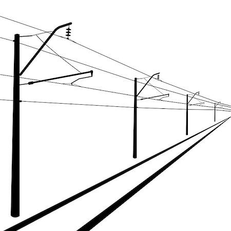 simsearch:400-07055373,k - Railroad overhead lines. Contact wire. Vector illustration. Fotografie stock - Microstock e Abbonamento, Codice: 400-07033719