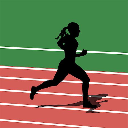 running race winner in women - Running silhouettes in sport stadium. Vector illustration. Stock Photo - Budget Royalty-Free & Subscription, Code: 400-07033728