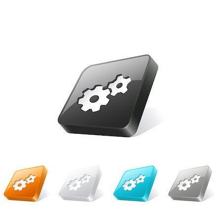 simsearch:400-07212658,k - Set of gear icons on 3d square buttons in different colors Stock Photo - Budget Royalty-Free & Subscription, Code: 400-07033824