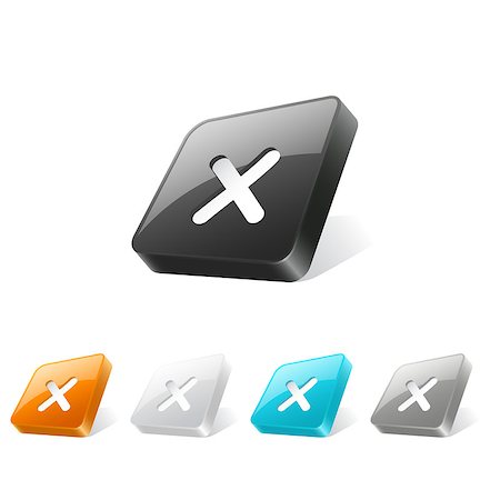 simsearch:400-07212658,k - Set of cross mark icons on 3d square buttons in different colors Stock Photo - Budget Royalty-Free & Subscription, Code: 400-07033822