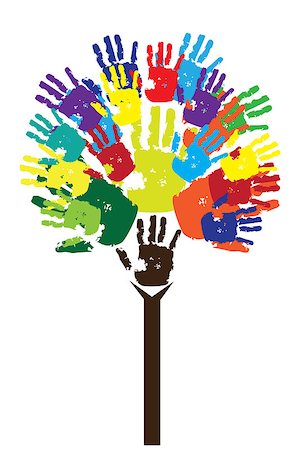 peace symbol with hands - vector tree with hand prints Foto de stock - Super Valor sin royalties y Suscripción, Código: 400-07044225