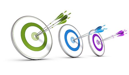 simsearch:400-05351133,k - Three colorful targets with arrows hitting the center, concept image for achieving business objectives Foto de stock - Royalty-Free Super Valor e Assinatura, Número: 400-07044230