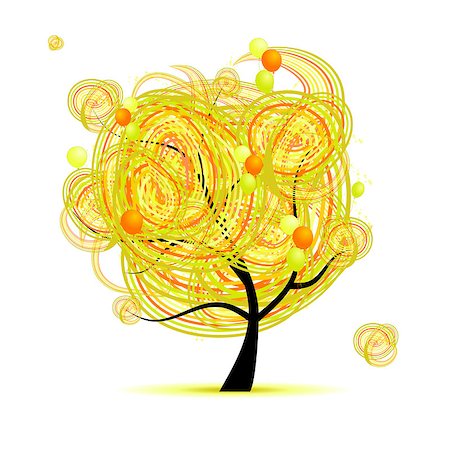 simsearch:400-08835850,k - Funny yellow tree with ballons for your design Stock Photo - Budget Royalty-Free & Subscription, Code: 400-07044652