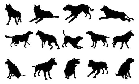 simsearch:400-08920017,k - A set of pet dog silhouettes including the dog playing, jumping and walking Stockbilder - Microstock & Abonnement, Bildnummer: 400-07044958