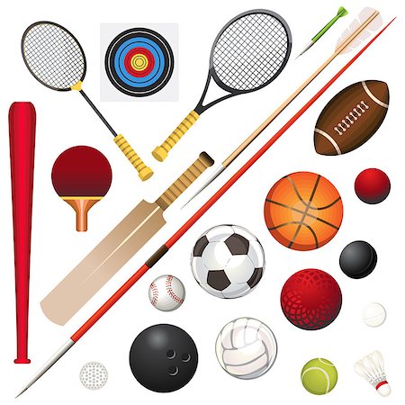 A Vector Illustration Of Various Sports Equipment Stock Photo - Budget Royalty-Free & Subscription, Code: 400-07044987