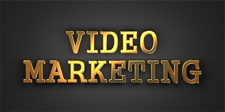 simsearch:400-07045079,k - Video Marketing. Gold Text on Dark Background. Business Concept. 3D Render. Stock Photo - Budget Royalty-Free & Subscription, Code: 400-07045011