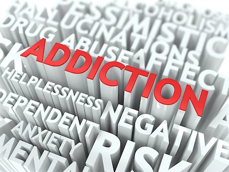 Addiction - Wordcloud Medical Concept. The Word in Red Color, Surrounded by a Cloud of Words Gray. Stock Photo - Budget Royalty-Free & Subscription, Code: 400-07045039