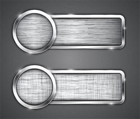 Blank metallic buttons with linen and brushed metal textures. Vector illustration Photographie de stock - Aubaine LD & Abonnement, Code: 400-07045153