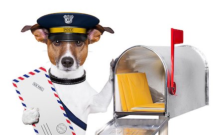 simsearch:400-04350456,k - postman mail dog with a air mail letter and mail box Stock Photo - Budget Royalty-Free & Subscription, Code: 400-07045443