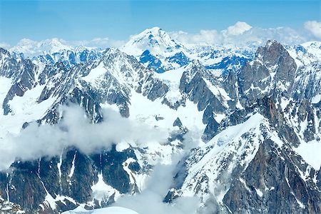 Mont Blanc mountain massif summer landscape(view from Aiguille du Midi Mount,  French ) Stock Photo - Budget Royalty-Free & Subscription, Code: 400-07045500