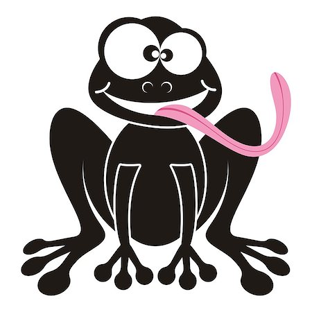 simsearch:400-06461608,k - Happy black frog cartoon character with long pink tongue Foto de stock - Super Valor sin royalties y Suscripción, Código: 400-07045645