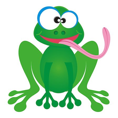 simsearch:400-06461608,k - Happy green frog cartoon character with long pink tongue Foto de stock - Super Valor sin royalties y Suscripción, Código: 400-07045646
