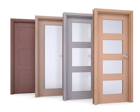 simsearch:400-06874808,k - Group of wooden doors. Isolated render on a white background Photographie de stock - Aubaine LD & Abonnement, Code: 400-07045820