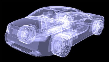 drawing car photo - X-ray concept car. Isolated render on a black background Stock Photo - Budget Royalty-Free & Subscription, Code: 400-07045862