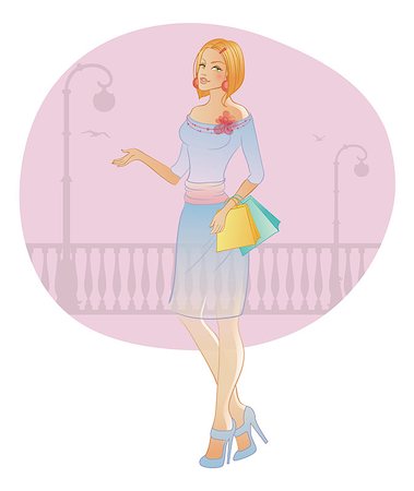 simsearch:400-04285950,k - Vector illustration of Beautiful fashion woman with bag Stock Photo - Budget Royalty-Free & Subscription, Code: 400-07046002