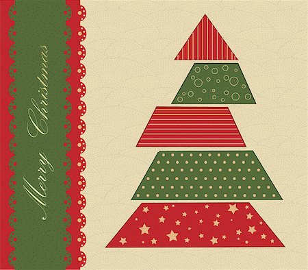 Christmas tree green and red vintage texture Stockbilder - Microstock & Abonnement, Bildnummer: 400-07046131