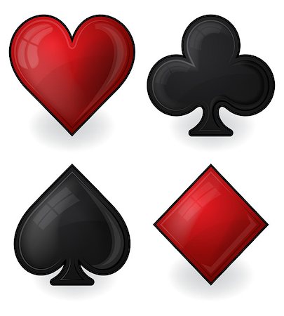 solitaire - Vector illustration of card suit icons in black and red Stock Photo - Budget Royalty-Free & Subscription, Code: 400-07046225