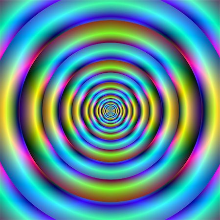 simsearch:400-06067180,k - Digital abstract fractal image with a receding circles design in blue, yellow and pink. Foto de stock - Super Valor sin royalties y Suscripción, Código: 400-07046290