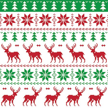 simsearch:400-05329259,k - Winter red and green vector background - scandynavian kntting style Foto de stock - Royalty-Free Super Valor e Assinatura, Número: 400-07046576