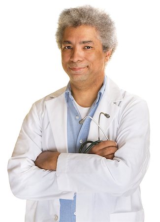simsearch:400-07042113,k - Confident mature doctor with stethoscope on white background Stock Photo - Budget Royalty-Free & Subscription, Code: 400-07046720