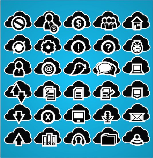 Cloud computing icons and symbols, vector illustration set Stock Photo - Royalty-Free, Artist: vyskoczilova, Image code: 400-07046731