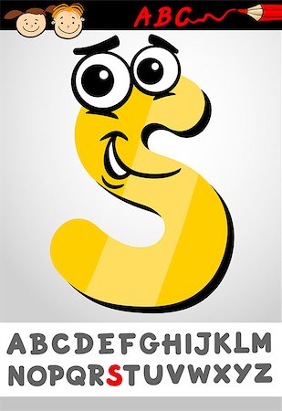 simsearch:400-07043147,k - Cartoon Illustration of Cute Capital Letter S from Alphabet for Children Education Photographie de stock - Aubaine LD & Abonnement, Code: 400-07046818