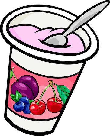 simsearch:400-07049289,k - Cartoon Illustration of Fresh Fruit Yogurt with Spoon Clip Art Photographie de stock - Aubaine LD & Abonnement, Code: 400-07046874