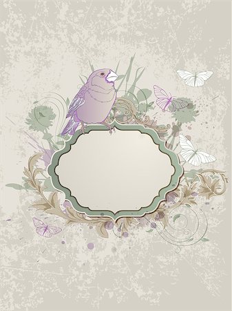 simsearch:400-08132574,k - Vector vintage background with label and bird Stockbilder - Microstock & Abonnement, Bildnummer: 400-07046923