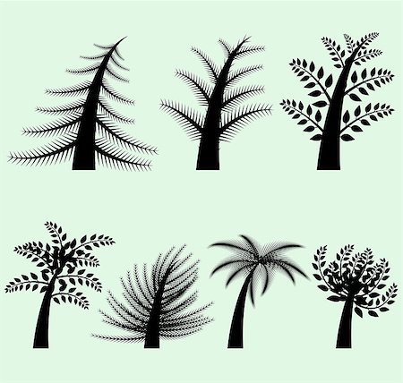 symbols modern art - Collection of vector tree silhouettes Photographie de stock - Aubaine LD & Abonnement, Code: 400-07046973