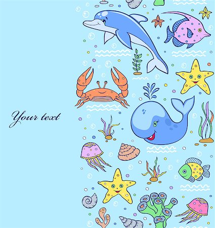 simsearch:400-07171376,k - Vector illustration of sea seamless pattern.Underwater world Stockbilder - Microstock & Abonnement, Bildnummer: 400-07047055