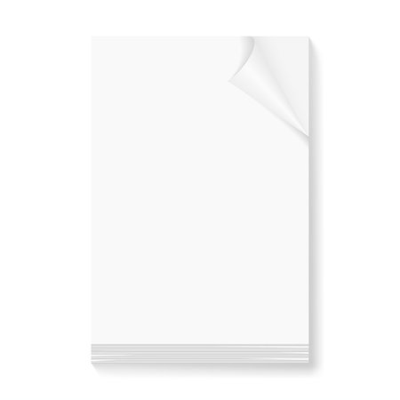 simsearch:400-04747535,k - Stack of blank papers with fold corner on front page on white background. Foto de stock - Super Valor sin royalties y Suscripción, Código: 400-07047120