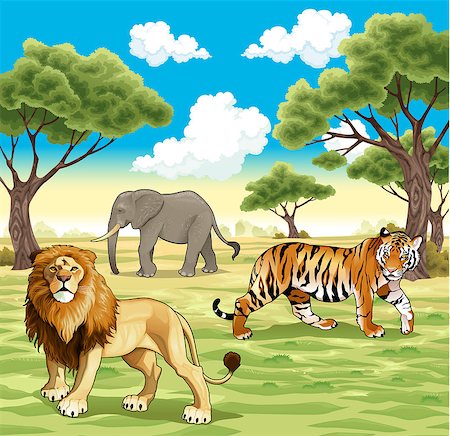 African animals in the nature. Vector illustration Stock Photo - Budget Royalty-Free & Subscription, Code: 400-07047391