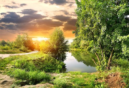 sun stream - Road along the river Severskiy Donets in Ukraine Stock Photo - Budget Royalty-Free & Subscription, Code: 400-07047564