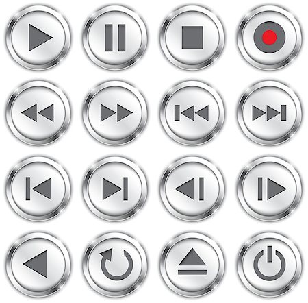 pause button - Metallic web elements for applications, electronic and press media. Vector illustration Stock Photo - Budget Royalty-Free & Subscription, Code: 400-07047744