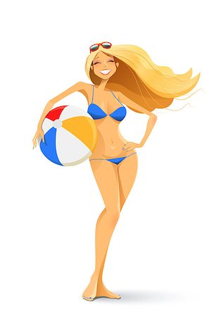 girl in bikini with ball vector illustration isolated on white background EPS10. Transparent objects and opacity masks used for shadows and lights drawing Foto de stock - Royalty-Free Super Valor e Assinatura, Número: 400-07047741