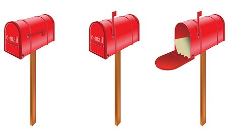 empty mailbox - set of three red mailboxes Stock Photo - Budget Royalty-Free & Subscription, Code: 400-07048163