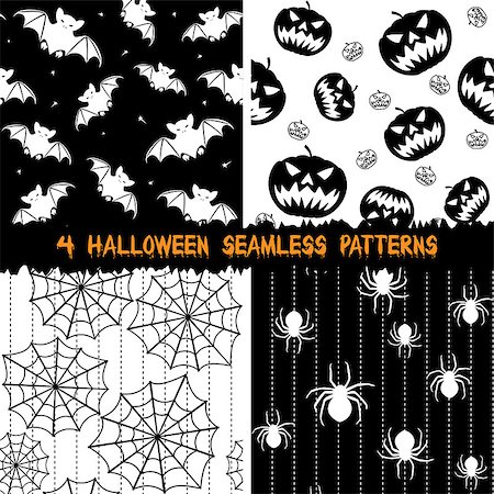 ekazansk (artist) - Collection of 4 Halloween seamless backgrounds Stock Photo - Budget Royalty-Free & Subscription, Code: 400-07048239