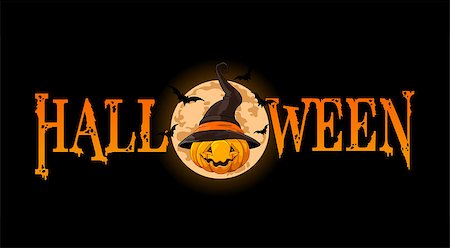Halloween banner with Pumpkin wearing witch hat Stock Photo - Budget Royalty-Free & Subscription, Code: 400-07048317