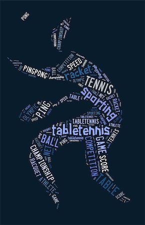 seiksoon (artist) - Table tennis pictogram with blue words on blue background Stockbilder - Microstock & Abonnement, Bildnummer: 400-07048327