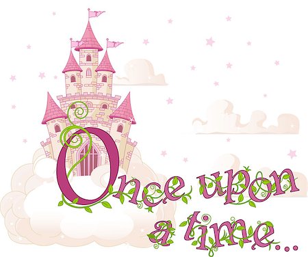 Text â??Once upon a timeâ? over sky castle and clouds Stock Photo - Budget Royalty-Free & Subscription, Code: 400-07048321