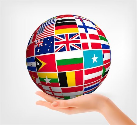 states flag and atlas - Flags of the world in globe and hand. Vector illustration. Stock Photo - Budget Royalty-Free & Subscription, Code: 400-07048494