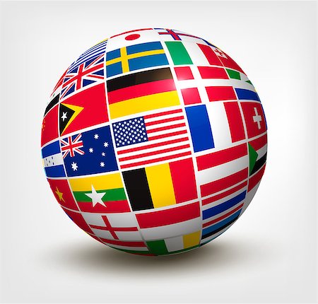 Flags of the world in globe. Vector illustration. Foto de stock - Super Valor sin royalties y Suscripción, Código: 400-07048492