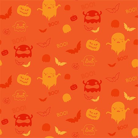 simsearch:400-09067759,k - Halloween Ghost Bat Pumpkin Seamless Pattern Background Foto de stock - Royalty-Free Super Valor e Assinatura, Número: 400-07048670