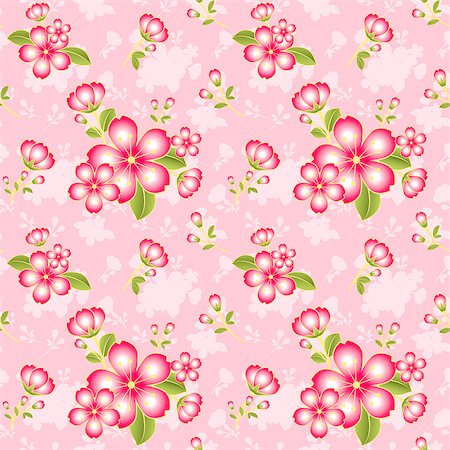 Oriental Flower Seamless Pattern Background Wallpaper Stock Photo - Budget Royalty-Free & Subscription, Code: 400-07048759