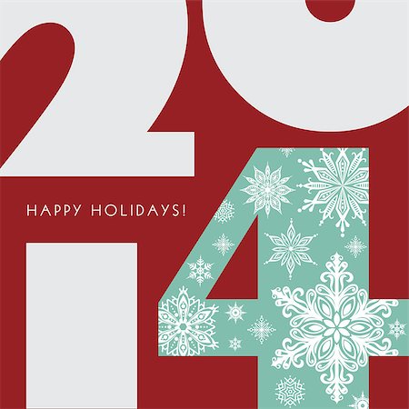 2014 numbers on red background. Number 4 filled with beautiful snowflakes. Illustration. Stock Photo - Budget Royalty-Free & Subscription, Code: 400-07049068