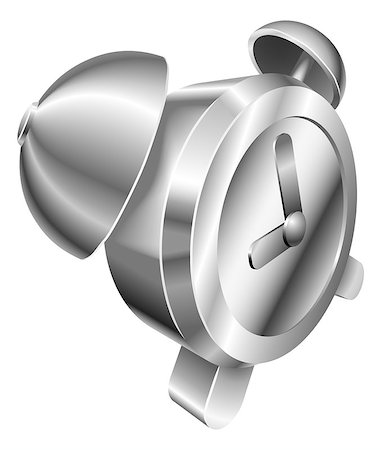 simsearch:400-07049186,k - Illustration of shiny metal steel alarm clock icon Foto de stock - Royalty-Free Super Valor e Assinatura, Número: 400-07049199