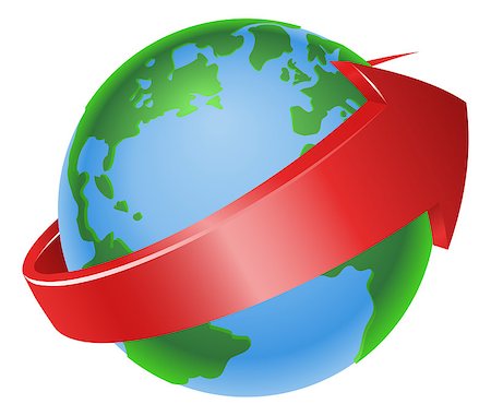 round arrow vectors - Illustration of a spinning globe with red arrow around it Stock Photo - Budget Royalty-Free & Subscription, Code: 400-07049207