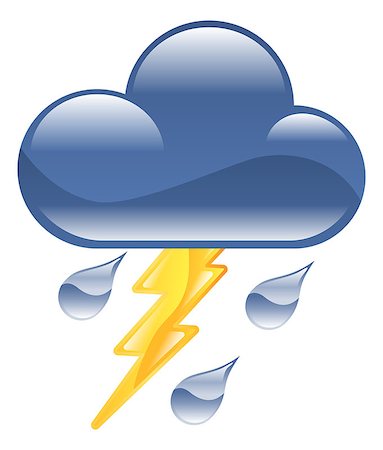 simsearch:400-07049186,k - Weather icon clipart lightning thunder storm illustration Foto de stock - Royalty-Free Super Valor e Assinatura, Número: 400-07049223